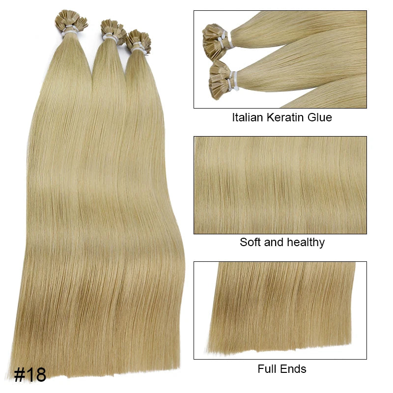 New Human Straight Flat Tip Hair Extension