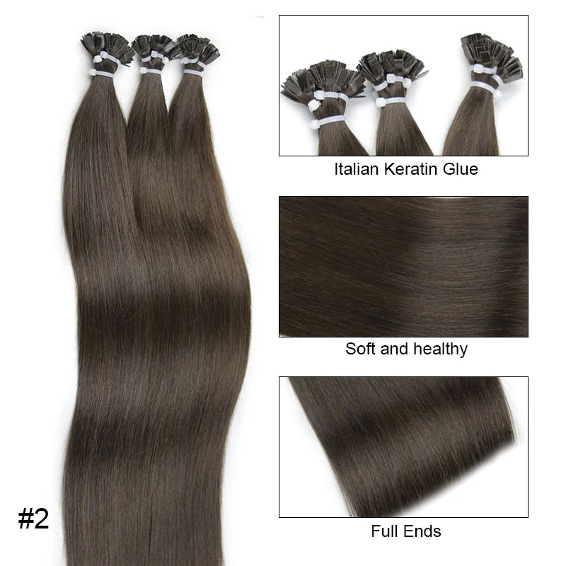 Flat Tip Straight Human Hair Extension