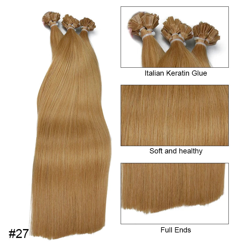 New Human Straight Flat Tip Hair Extension