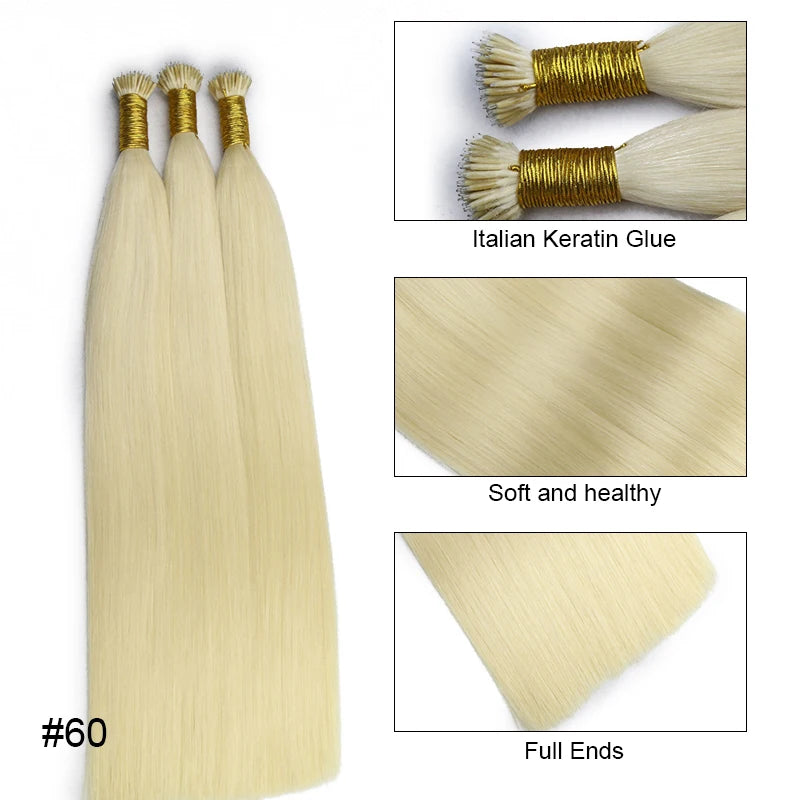 Straight Human Nano Loop Hair Extensions