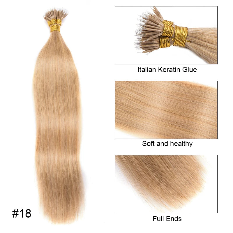 Straight Nano Ring Human Hair Extension