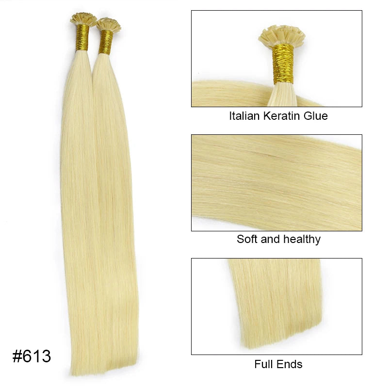 New Human Straight Flat Tip Hair Extension