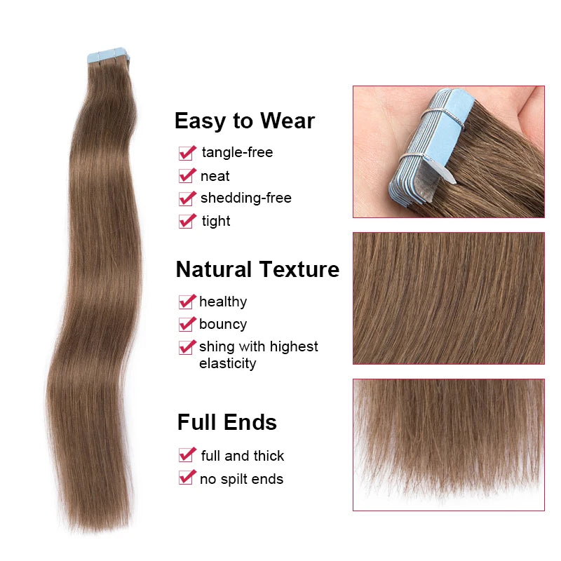 Straight Tape in Human Hair Extension