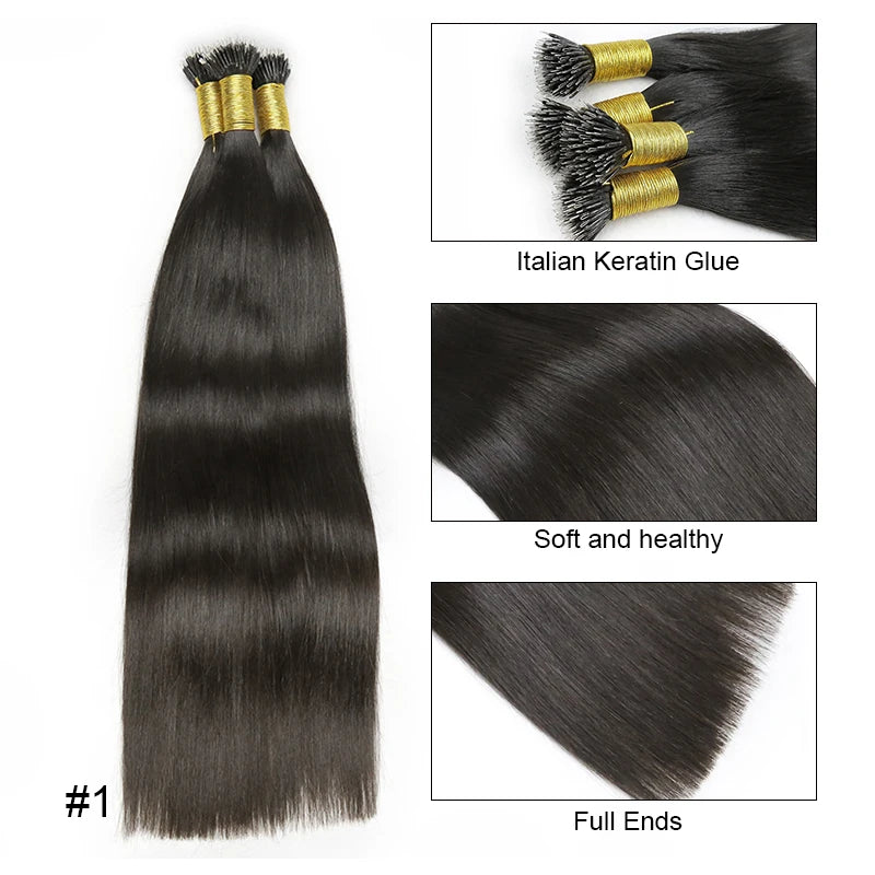 Straight Human Nano Loop Hair Extensions