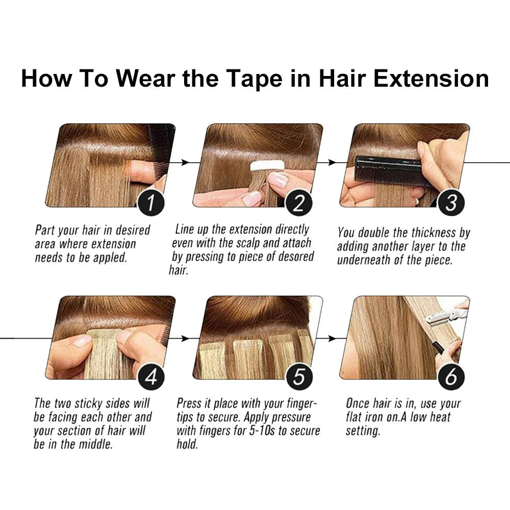 Body Wave Tape In Hair Extensions