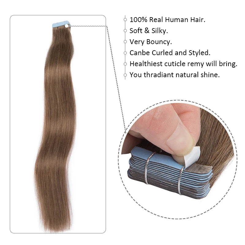 Tape In  Natural Human Hair Extensions