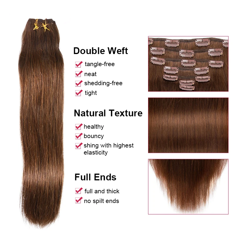 Straight Clip in Real Human Hair Extensions