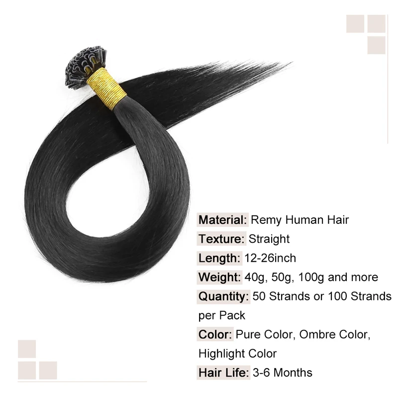 Straight Nail U Tip Fusion Human Hair Extension