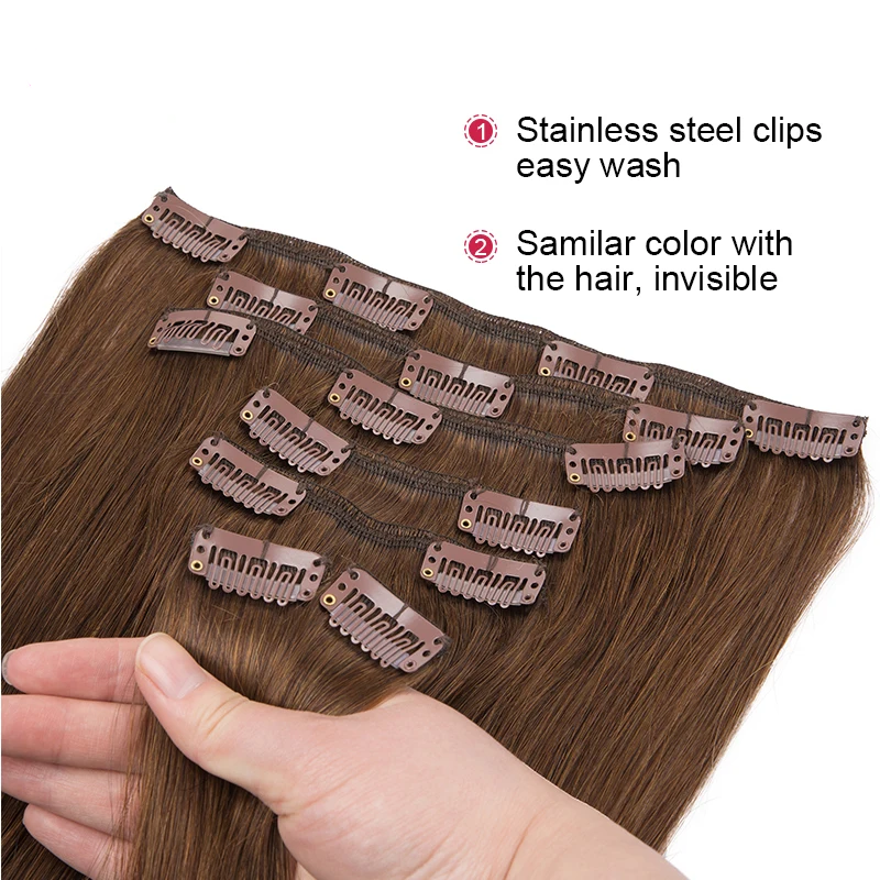 Straight Clip in Real Human Hair Extensions