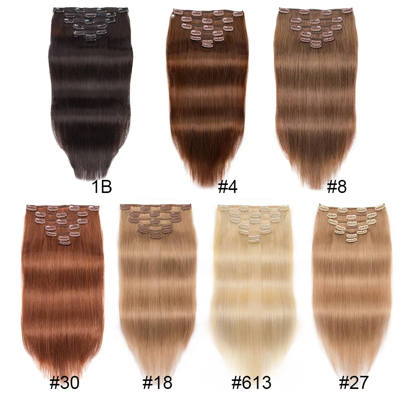Straight Blonde Clip in Human Hair Extensions