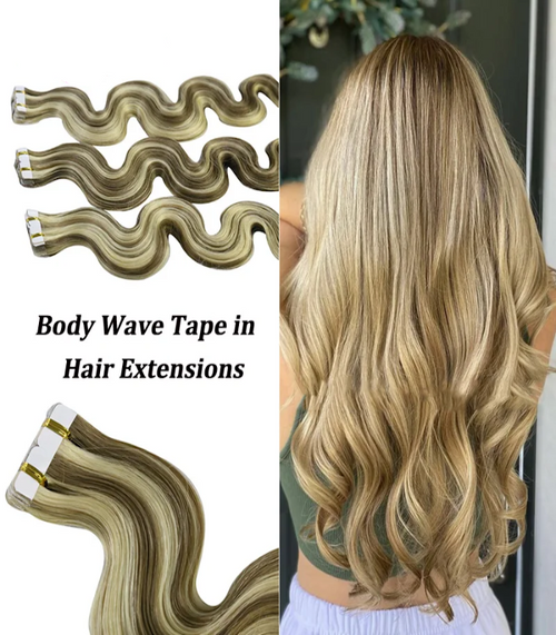 Body Wave Tape In Hair Extensions